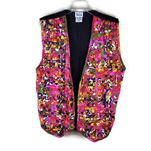 Halsey Collection Womens Vest‎ M Vintage Bright 100% Rayon Woven Vest